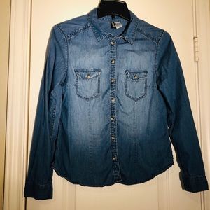 H&M Navy Chambray Button-Up